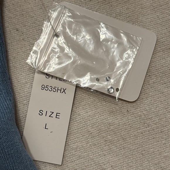 J.A.C. Light‎ Blue Silk Blend Top Rhinestone 3/4 Sleeves Lightweight SzL Career - Picture 4 of 8